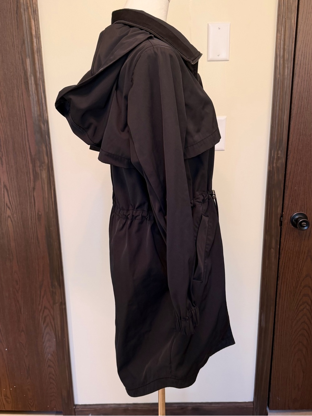 Banana Republic Black Hooded Drawstring Trench Coat - Picture 4 of 12